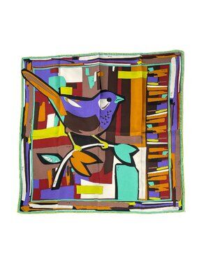 Emilio Pucci Silk Scarf Italy Multicolor Abstract Bird Print 22”